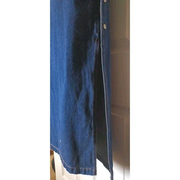 Vintage Molato Denim Maxi Dress Size Large Sleeveless Jean Embroidered Jeweled - Picture 11 of 11